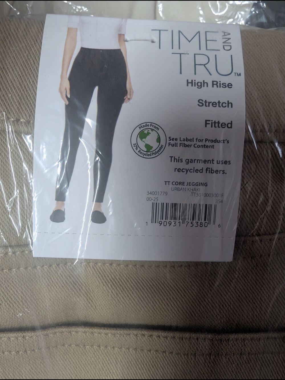 Time and Tru Khaki High-Rise Stretch Jeggings Women's XL